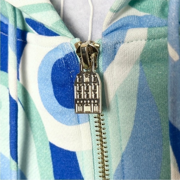 NWT HILL HOUSE Psychedelic Wave Print Fleece Zip‎ Up Hooded Sweatshirt S - Picture 8 of 13